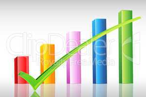 business graph with right tick