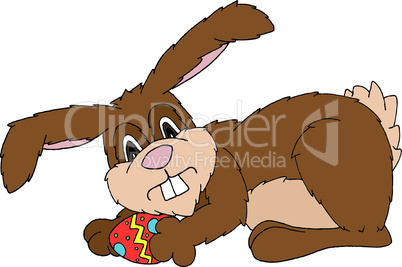 vector illustration of an easter bunny with easter egg