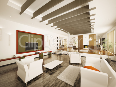 Modern apartment interior 3d render