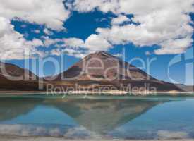 mountain, reflecting in the lake, laguna verde, bolivia