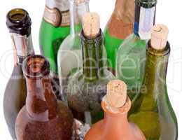Wine bottle tops isolated on white