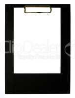 Black clipboard with white paper