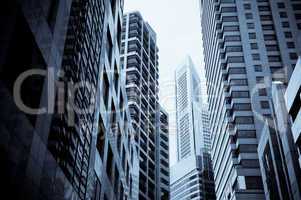 skyscrapers, typical urban cityscape