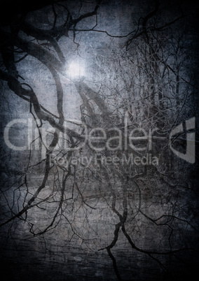 grunge image of dark forest, perfect halloween background