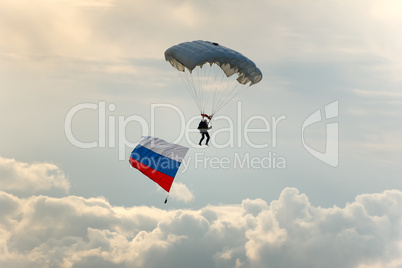Parachutist with Russia flag.