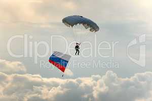 Parachutist with Russia flag.