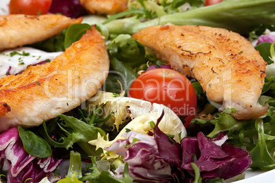 Putenbrustfilet auf gemischten Salat