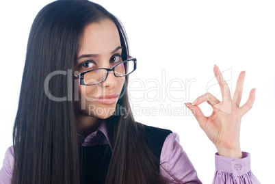 Girl with ok gesture