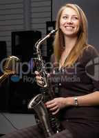 Woman with saxophone