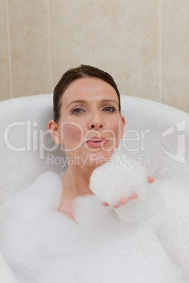 Beautiful woman taking a bath