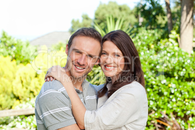 Enamored couple in the garden