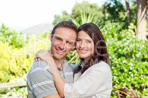 Enamored couple in the garden