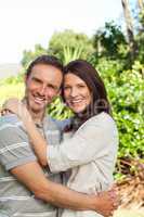 Enamored couple in the garden