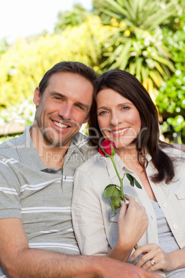 Lovely lovers in the garden