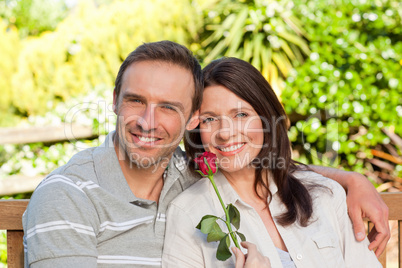 Lovely lovers in the garden