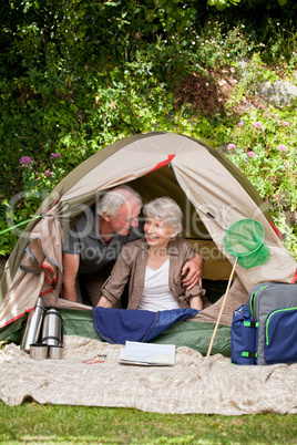 Couple camping in the garden