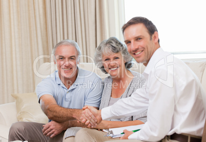 Seniors with assurance man  looking at the camera