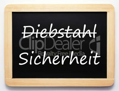 Diebstahl / Sicherheit - Konzept Tafel