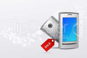 mobile phone with sale tag