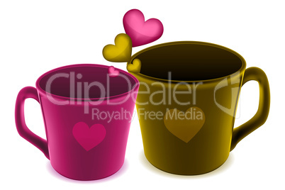 cups with heart