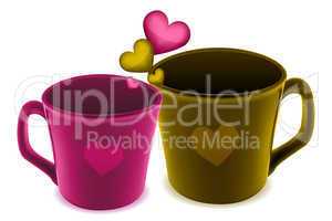 cups with heart