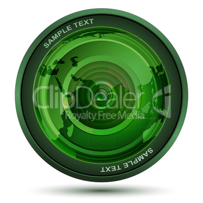 camera lens with map
