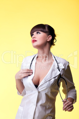 Sexy nurse pinup style with stethoscope