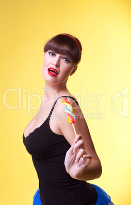 Beauty woman with candy pinup style
