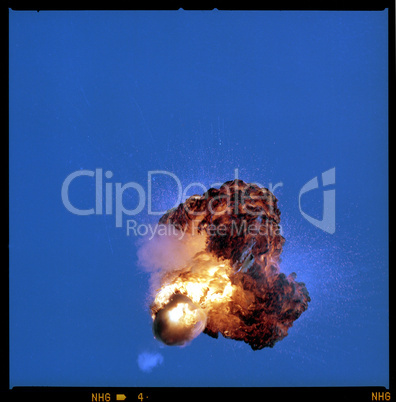 Fireball Explosion against blue sky