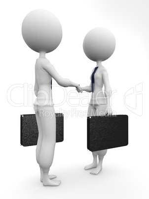 two 3d humans give their hand for handshake