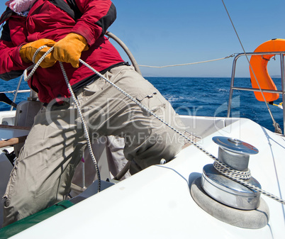 Man holding rope