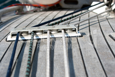 Blocks with rope on sailing boat