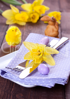 Tischgedeck mit Osterglocke / place setting with daffodil