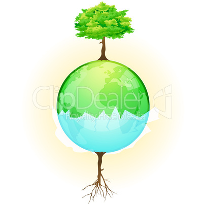 tree on globe