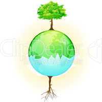 tree on globe