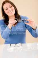 Optician client choose prescription glasses