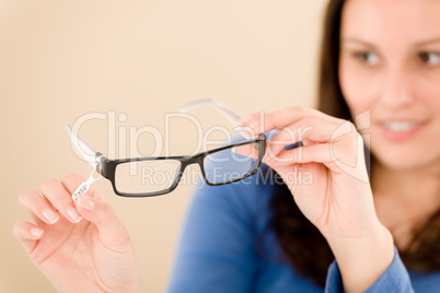 Optician client choose prescription glasses