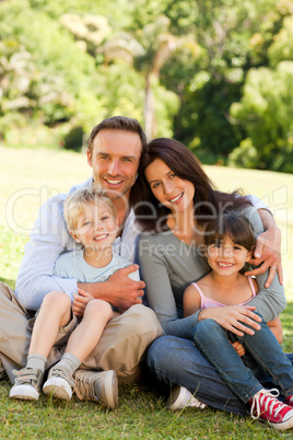 Family sitting in the park