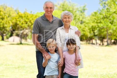 Grandparents with their grandchildren in the park