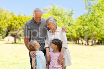 Grandparents with their grandchildren in the park