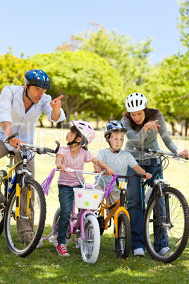 Family with their bikes