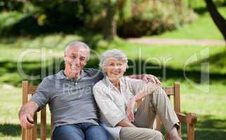 Senior couple sitting on a bench