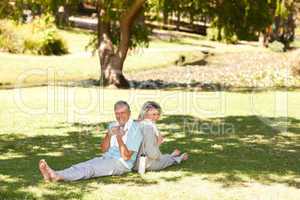Couple after their streches in the park
