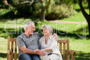 Senior couple sitting on a bench