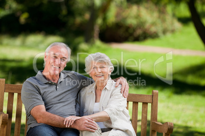 Senior couple sitting on a bench