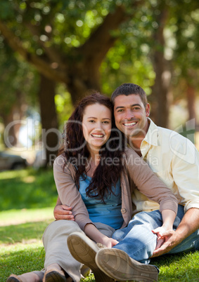 Couple sitting in the garden