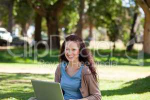 Woman working on her laptop
