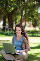 Woman working on her laptop