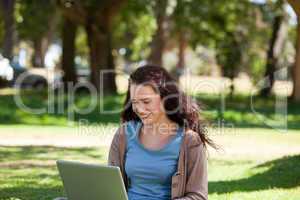 Woman working on her laptop