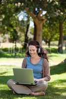 Woman working on her laptop